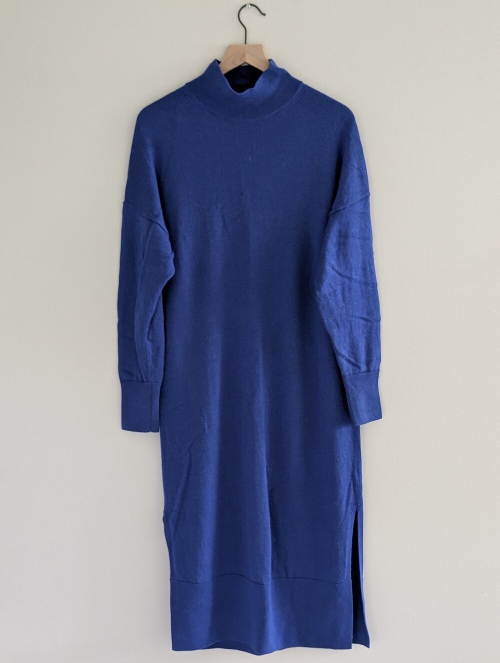COS Regular Fit Long Sleeve Merino Wool Sweater Dress BLUE BRIGHT